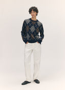 &DAUGHTER AVA ARGYLE CREWNECK NAVY