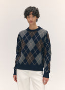 &DAUGHTER AVA ARGYLE CREWNECK NAVY