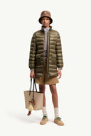 MONCLER GENET LONG DOWN JACKET OLIVE GREEN