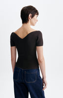VANESSA BRUNO HELIA RIBBED KNIT TOP BROWN