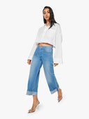 MOTHER THE SMOOTHIE CROP CUFF DENIM