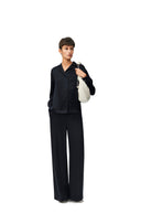 LOEWE SILK ANAGRAM PYJAMA BLOUSE MIDNIGHT BLUE