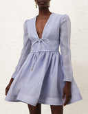 ZIMMERMANN EDEN STRUCTURED DRESS DUSTY BLUE
