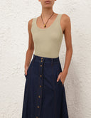 ZIMMERMANN MAHON SCOOP TANK TOP LIGHT KHAKI