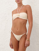 ZIMMERMANN AWAKEN CROCHET FLOWER CROCHET BIKINI CREAM