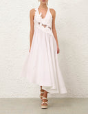 ZIMMERMANN LUNA APPLIQUE BIRDS MIDI DRESS IVORY