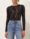 ZIMMERMANN LACE BODYSUIT BLACK
