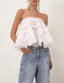 ZIMMERMANN ALCHEMY SHIRRED BANDEAY IVORY
