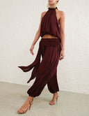 ZIMMERMANN LUNA BILLOW HALTER TOP WINE