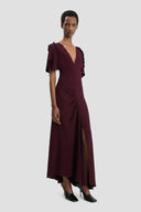 VICTORIA BECKHAM ROULEAUX DETAIL DRESS MERLOT
