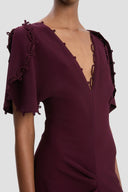 VICTORIA BECKHAM ROULEAUX DETAIL DRESS MERLOT