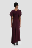 VICTORIA BECKHAM ROULEAUX DETAIL DRESS MERLOT