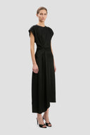 VICTORIA BECKHAM ARIA TWISTED WAIST MIDI DRESS BLACK