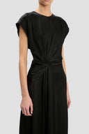 VICTORIA BECKHAM ARIA TWISTED WAIST MIDI DRESS BLACK