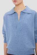 VICTORIA BECKHAM GENEVIEVE POLO COLLAR JUMPER OCEAN MIST