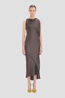 VICTORIA BECKHAM KYRA DRAPED MIDI DRESS ORE