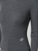 PATOU PULL RIBBED HIGH NECK GREY