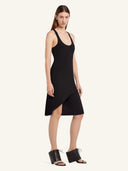 COURRÈGES PLEATS CREPE DRESS BLACK