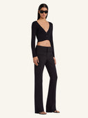 COURRÈGES CROPPED RIBBED CARDIGAN BLACK