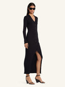 COURRÈGES LIGHT RIB CARDIGAN DRESS BLACK