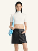COURRÈGES CROPPED RIB KNIT TOP WHITE