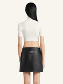 COURRÈGES CROPPED RIB KNIT TOP WHITE