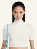 COURRÈGES CROPPED RIB KNIT TOP WHITE
