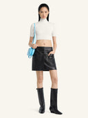 COURRÈGES CROPPED RIB KNIT TOP WHITE
