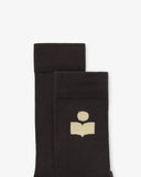 ISABEL MARANT ÉTOILE SILOKI LOGO SOCKS CHOCOLATE