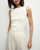 VERONICA BEARD SID RIBBED TOP WHITE