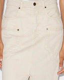 ISABEL MARANT BRITT STITCHED DENIM COWBOY SKIRT ECRU