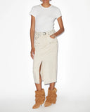 ISABEL MARANT BRITT STITCHED DENIM COWBOY SKIRT ECRU
