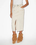 ISABEL MARANT BRITT STITCHED DENIM COWBOY SKIRT ECRU
