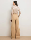 VERONICA BEARD HERON WIDE LEG TROUSER BEIGE
