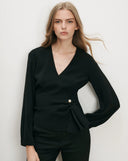 VERONICA BEARD DREW BROOCHE BLOUSE BLACK