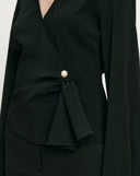 VERONICA BEARD DREW BROOCHE BLOUSE BLACK