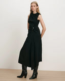VERONICA BEARD FREJA BROOCH MIDI DRESS BLACK