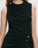 VERONICA BEARD FREJA BROOCH MIDI DRESS BLACK