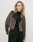 VERONICA BEARD BANCROFF CROPPED SEQUIN JACKET COPPER