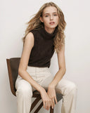 VERONICA BEARD MAZZY SLEEVELESS KNIT TOP ESPRESSO