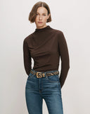 VERONICA BEARD MYLIE DRAPED TOP ESPRESSO
