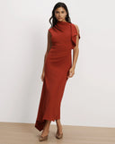VERONICA BEARD BRETT ASYMMETRIC MIDI DRESS RED