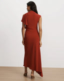 VERONICA BEARD BRETT ASYMMETRIC MIDI DRESS RED