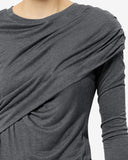 ISABEL MARANT ÉTOILE DRESSI DRAPED JERSEY TOP GREY