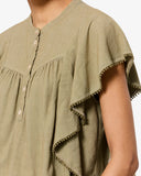 ISABEL MARANT ÉTOILE MARLIE LINEN BLEND TOP LIGHT BRONZE