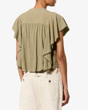 ISABEL MARANT ÉTOILE MARLIE LINEN BLEND TOP LIGHT BRONZE