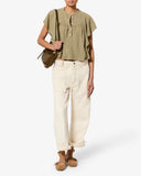 ISABEL MARANT ÉTOILE MARLIE LINEN BLEND TOP LIGHT BRONZE