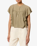 ISABEL MARANT ÉTOILE MARLIE LINEN BLEND TOP LIGHT BRONZE