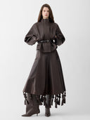 JACQUEMUS THE CIRO BELTED LEATHER JACKET DARK BROWN