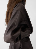 JACQUEMUS THE CIRO BELTED LEATHER JACKET DARK BROWN